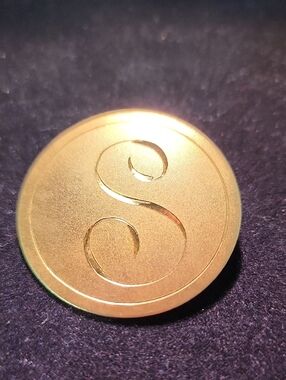 Gold Tone 'S' Monogram Brooch - Elegant Gold Brooch